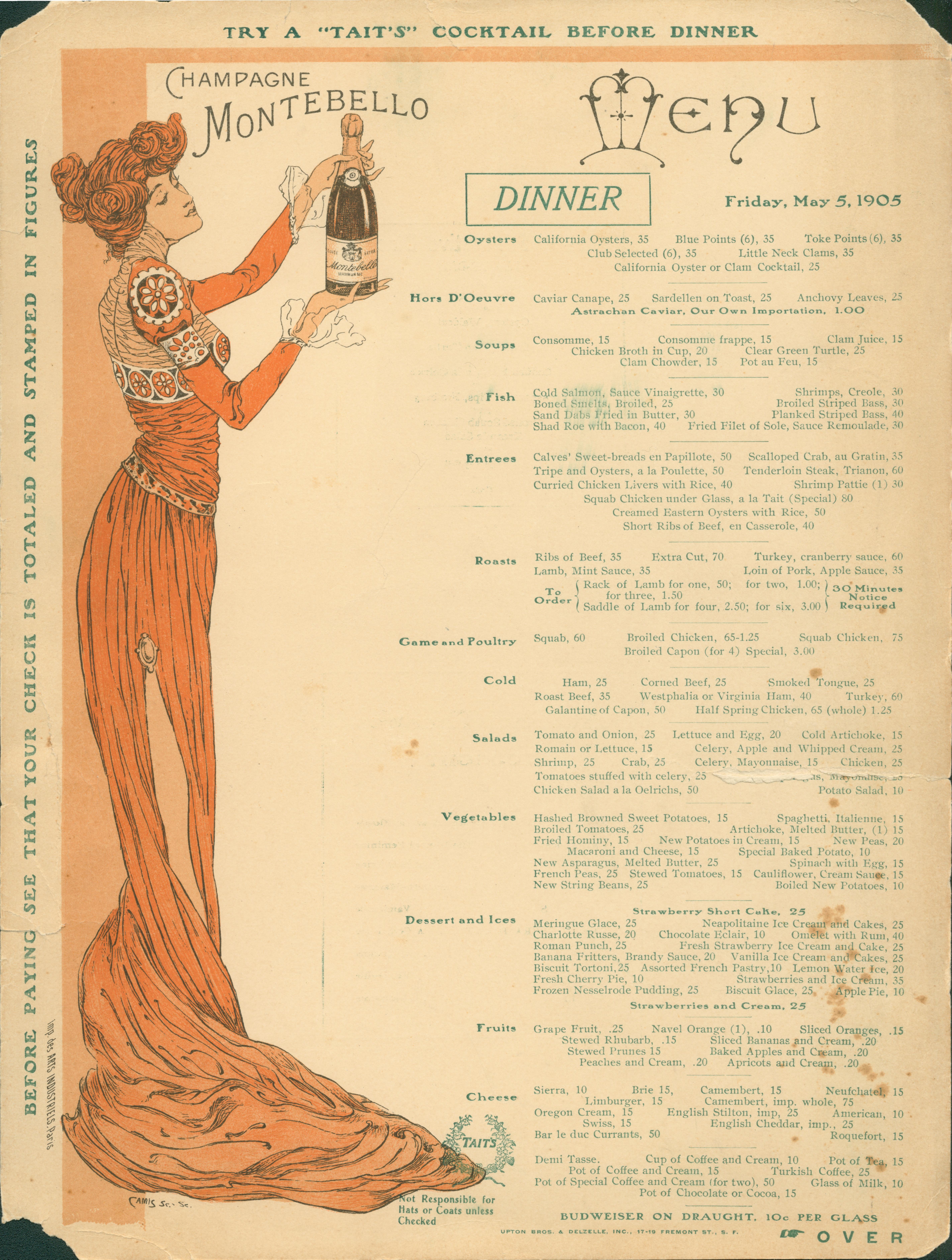 Illustrated with an image of a woman holding a bottle of champagne.